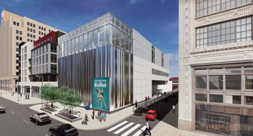 A rendering of the Philadelphia Ballet's planned expanded Louise Reed Center for Dance on North Broad Street