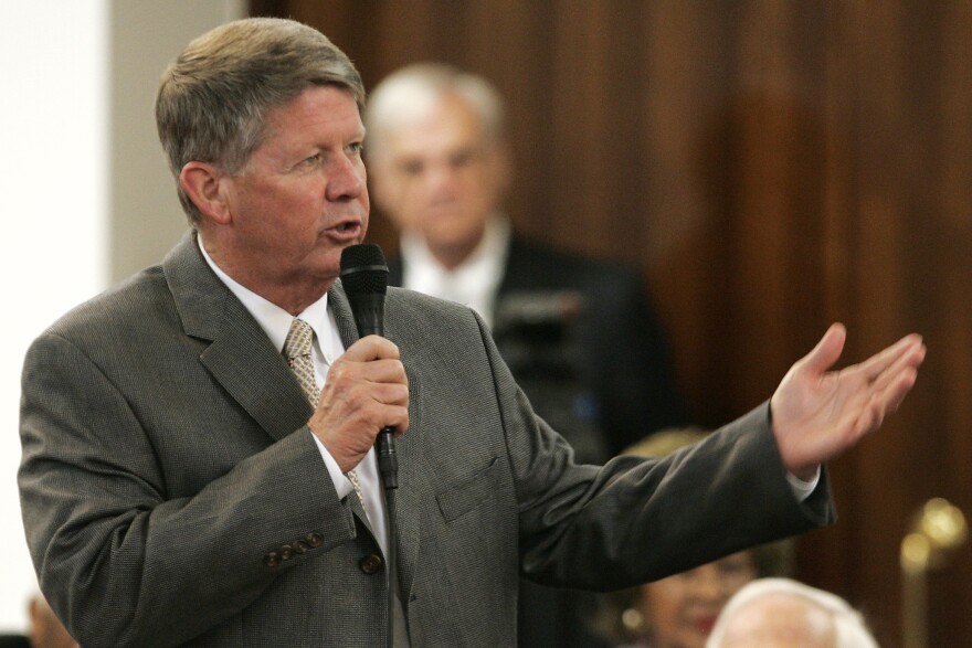 In a May 2006 file photo, Senate leader Marc Basnight speaks on the Senate floor at the Legislative Building in Raleigh, N.C.