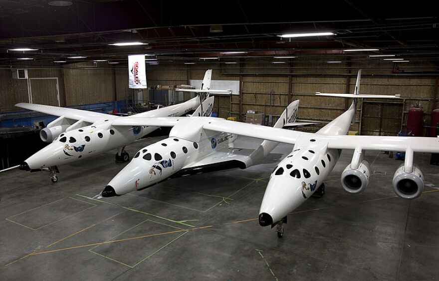 Virgin Galactic's SpaceShipTwo is carried to its launch altitude by a mothership, the Scaled Composites White Knight Two, before being launched to fly on into the upper atmosphere, powered by a rocket motor.