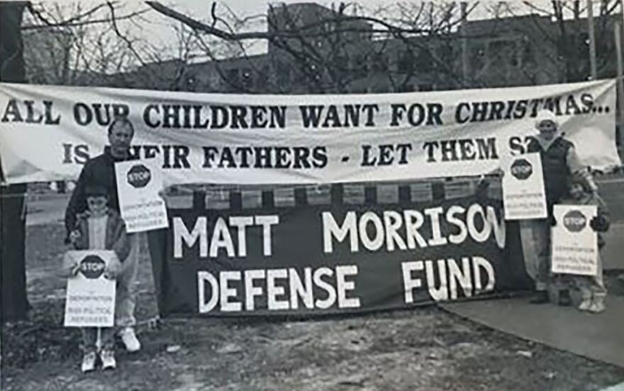 Matthew Morrison, with Francie Broderick and their children, at a 24-hour vigil in downtown St. Louis in 1996.