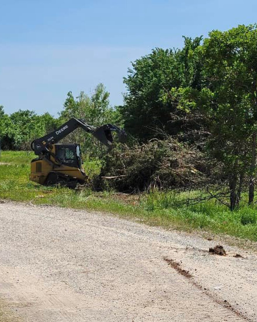 Muscogee Nation crews remove tornado debris in Cromwell, Okla. in May 2022