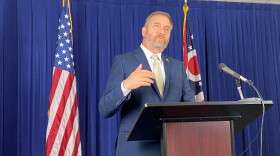 Ohio Attorney General Dave Yost at a press conference announcing the settlement with Centene.
