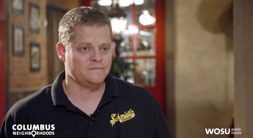 Matt Schmidt, a brand ambassador for his family's business Schmidt's Sausage Haus, speaks on Columbus Neighborhoods in 2024. Schmidt died in an Upper Arlington house fire on April 5, 2026.