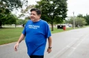 Gov. J.B. Pritzker walks along 31st Street Beach on the South Side Sept. 16.