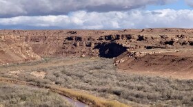The Little Colorado River, a tributary of the Colorado River, flows through the Navajo Nation near Cameron during the springtime.