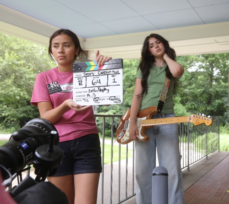 Rock Island-based Fresh Films and students from inside and outside the Quad Cities help with filming of a new streaming series, "Dearly Departed," in Rock Island. It stars Faye Knightly, right, as a teenager who can see ghosts.