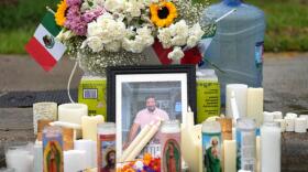 A memorial grows at the site where Lorenzo Salgado Araujo was fatally shot by ICE agents, last week, on Monday, July 13, 2026, in Houston. (Karen Warren/AP)