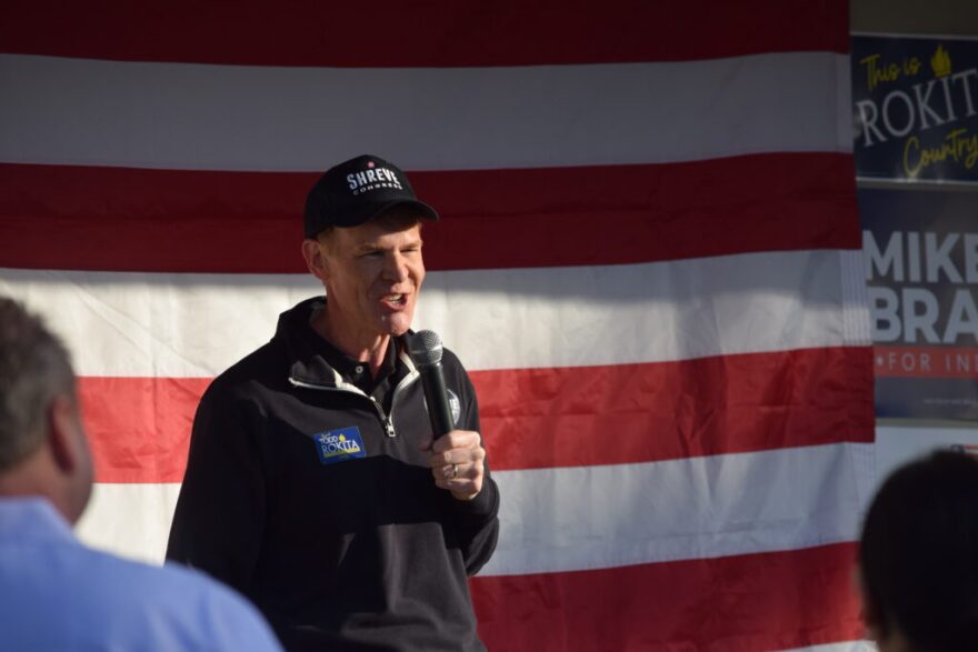 Jefferson Shreve addresses supporters at a rally on Oct. 26, 2024, in Greenwood, Indiana.