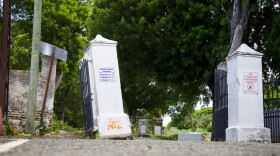 Pictured: Pillars at the entrance to the Christiansted Cemetery