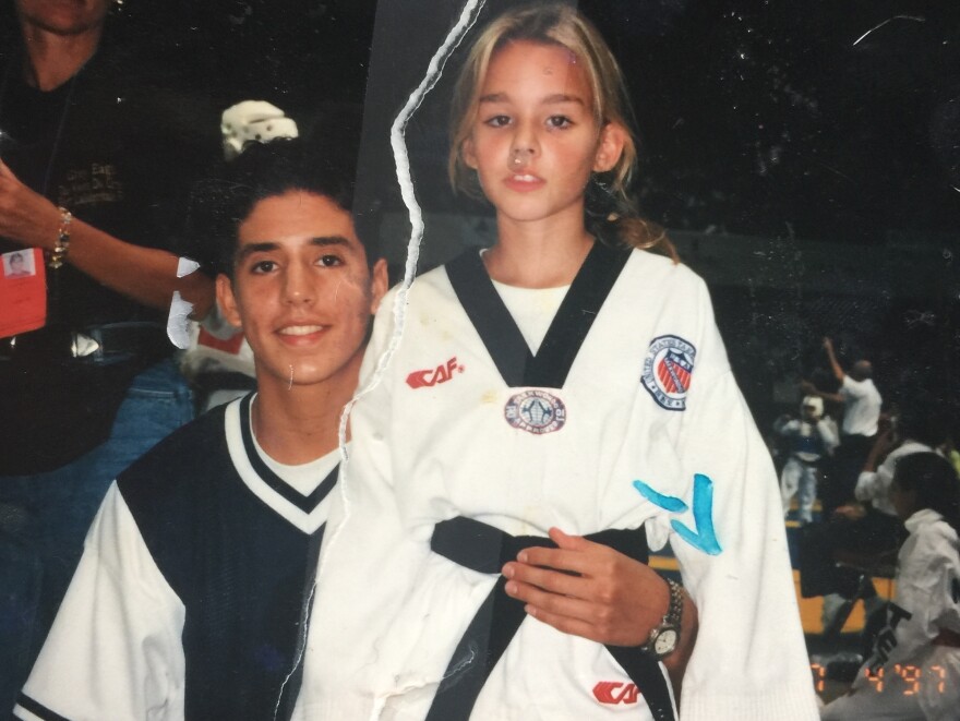 Nina Zampetti at age 11 with Steven Lopez. She is not part of the Colorado lawsuit but is also accusing Lopez of sexual misconduct.