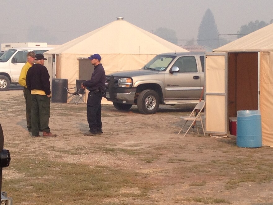 Fire camp growing next to Lolo Community Center... Montana Public Radio