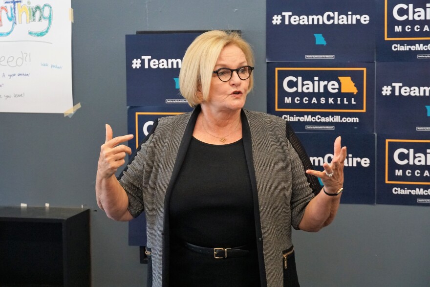 U.S. Sen. Claire McCaskill speaks at a campaign event on Friday in Ferguson.