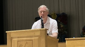 Sen. Chris West addresses opponents of the MPRP at a July 16 public hearing at Hereford High School.