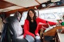 Haines fisherman Cynthia Adams on her boat, the Ladyhawke, in May, 2025.