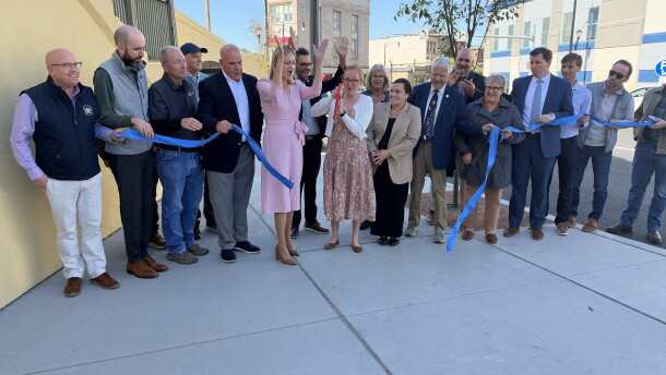 City of Scranton, Lackawanna County and state representatives officially open a new set of sidewalks and sidewall along the 500, 600 and 700 block of Lackawanna Avenue in the city.