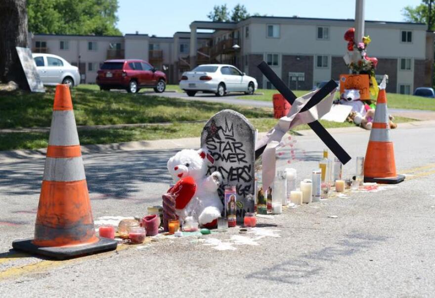 This is the spot in Ferguson where a police officer killed Michael Brown.