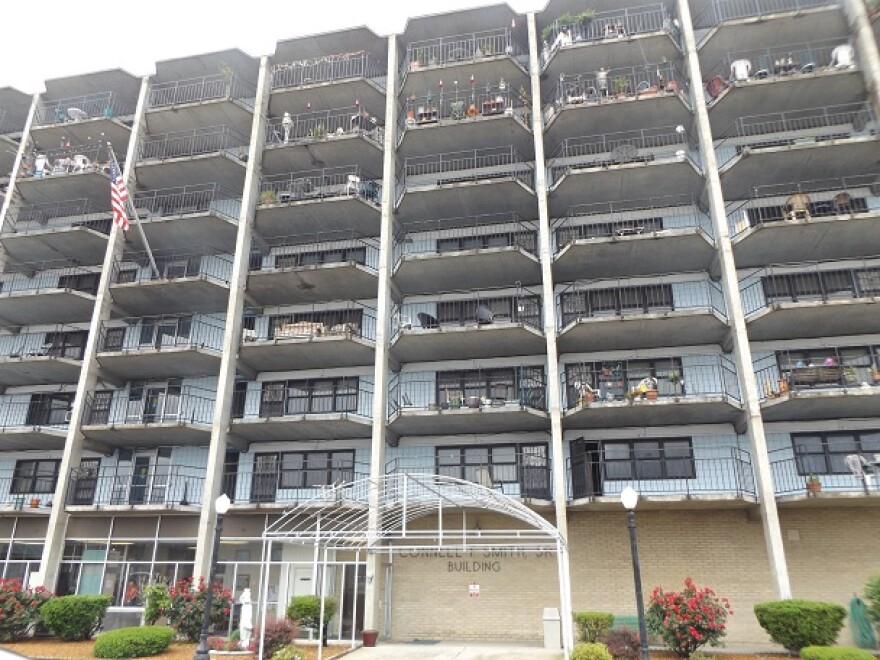 A photo of the Connell F. Smith Sr. building in Cairo