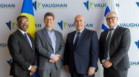 Grand Rapids City Manager Mark Washington, Grand Rapids Mayor David LaGrand, Vaughn Mayor Steven Del Duca, Vaughn City Manager Zoran Postic 