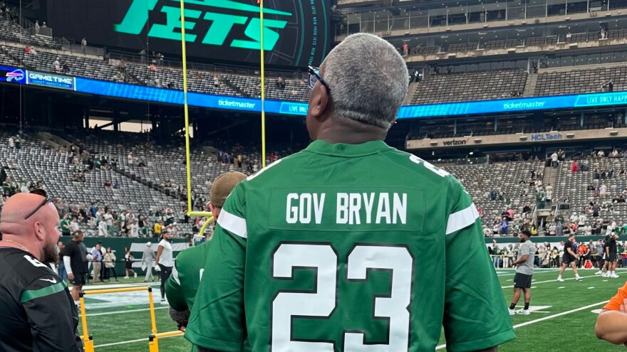 Pictured: Governor Albert Bryan Jr. at the New York Jets home-opener against the Buffalo Bills at the Met Life Stadium in September of 2023.