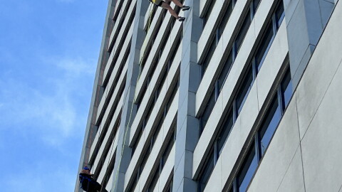 People rappel downtown South Bend's Liberty Tower this week to raise money for Youth Service Bureau.