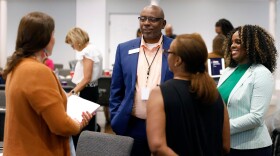 Clarke County School Superintendent Robbie Hooker with district and school administrators at a work session in May, 2024.