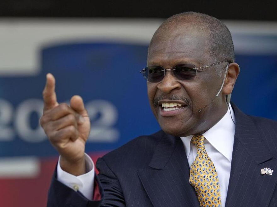 Herman Cain announces his run for Republican candidate for president at a May 21 rally in Atlanta. Cain, who has never held an elected office, has run a pizza chain, hosted a talk radio show and sparred with Bill Clinton over health care.