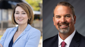 Indiana House District 24 candidates from left to right: Democrat Racheal Bleicher and incumbent Republican Hunter Smith.