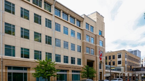 The Arkansas Department of Human Services building on Main Street in downtown Little Rock.