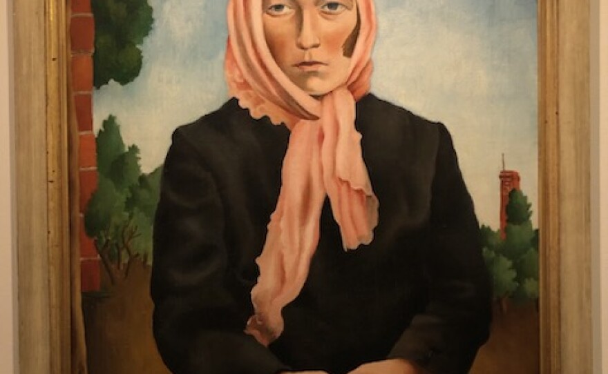 "Frau mit Kopftuch (Woman with Babushka)" oil on canvas by Ernst Fritsch (1927). His work was banned by the Nazis in 1933 and some of his works were confiscated and burned.