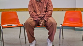 A FACT member at a meeting inside Graterford State Prison. (Kimberly Paynter/WHYY)