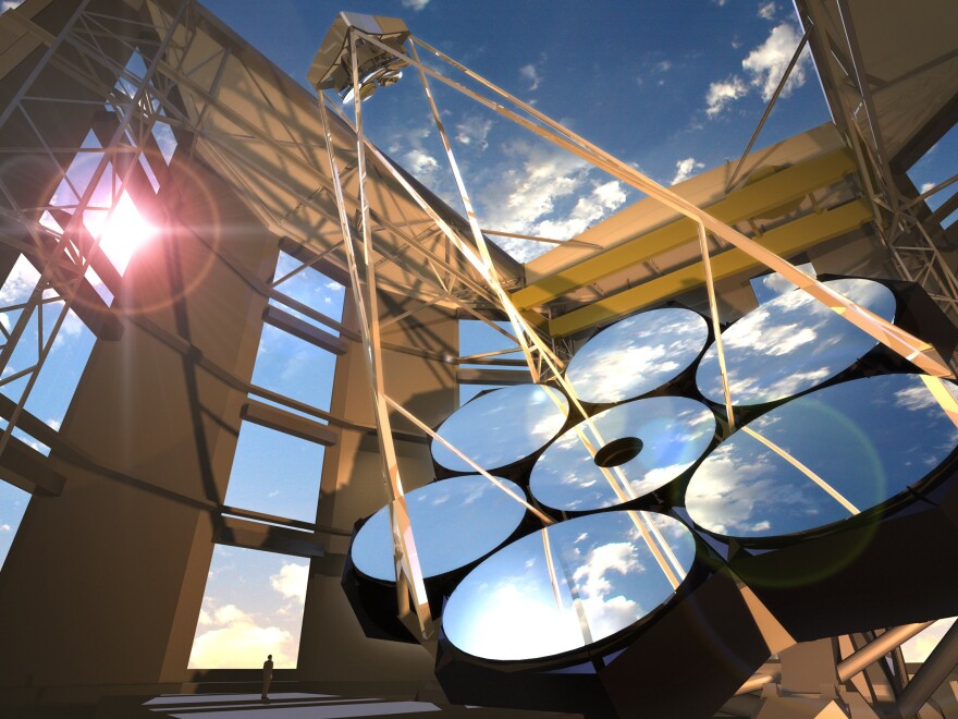 An artist's concept of the completed Giant Magellan Telescope (GMT)