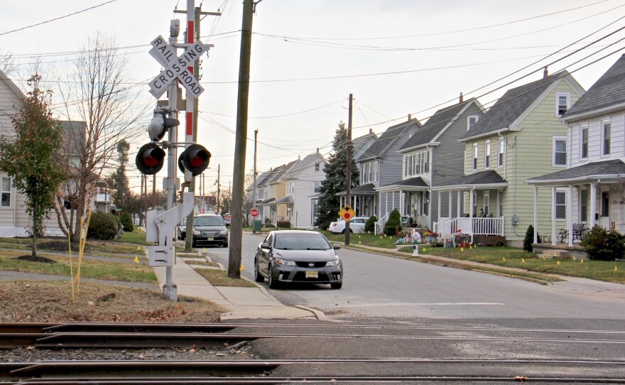 Homes next to train tracks in Gibbstown, NJ, where up to 200 rail cars a day will be allowed to carry liquefied natural gas to an export terminal.