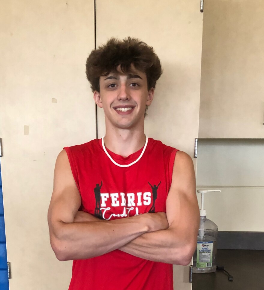 Eli Olney is in his second year as a Ferris cheer squad member.