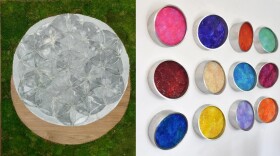 Original works by Broward County local artists Harmony Jones (left) and Dana Kleinman (right).