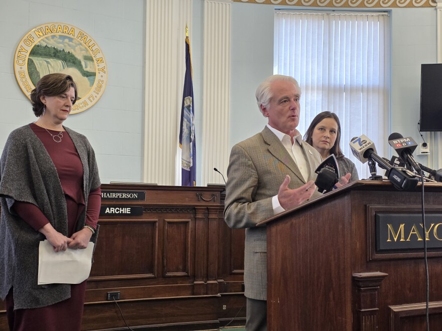 From left: Julie Barrett O'Neill, Robert Restaino and Jill Jedlicka announce $2 million state grant for Gill Creek restoration