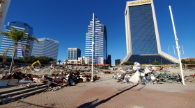 This photo of the mostly-demolished Jacksonville Landing, as seen from the courtyard, was taken Sunday, Jan. 5.