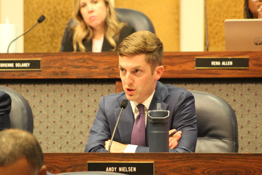 Andy Nielsen discusses the budget during the City-County Council's final vote October, 19th.