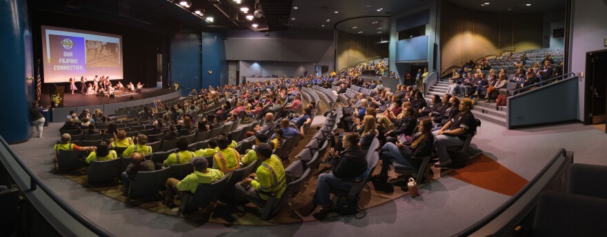 Nearly every seat in the Gerald C. Wilson auditorium was filled with school district staff.