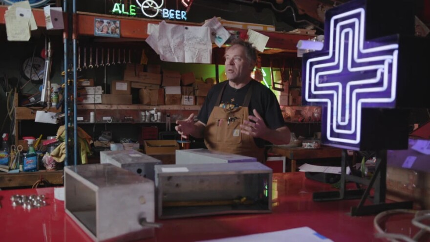Dave Waller purchased the sign in 2017. He runs the last neon repair shop in the area.