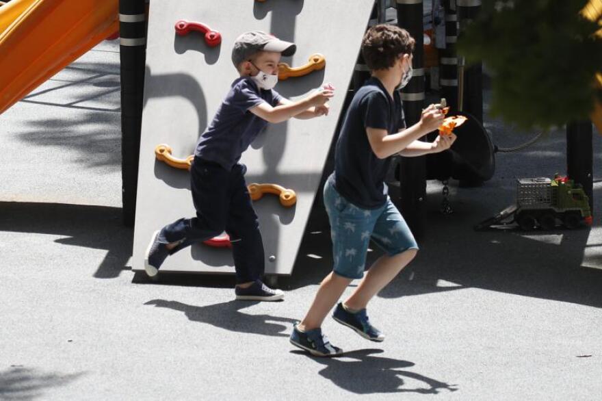 Kids running on playground