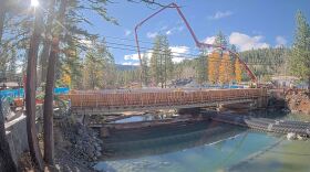 Crew beginning the concrete sidewalk pour.