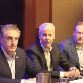 Interior Secretary Doug Burgum, Energy Secretary Chris Wright and EPA administrator Lee Zeldin participate in a roundtable with Alaska energy stakeholders at the Captain Cook Hotel in Anchorage on June 1, 2025.