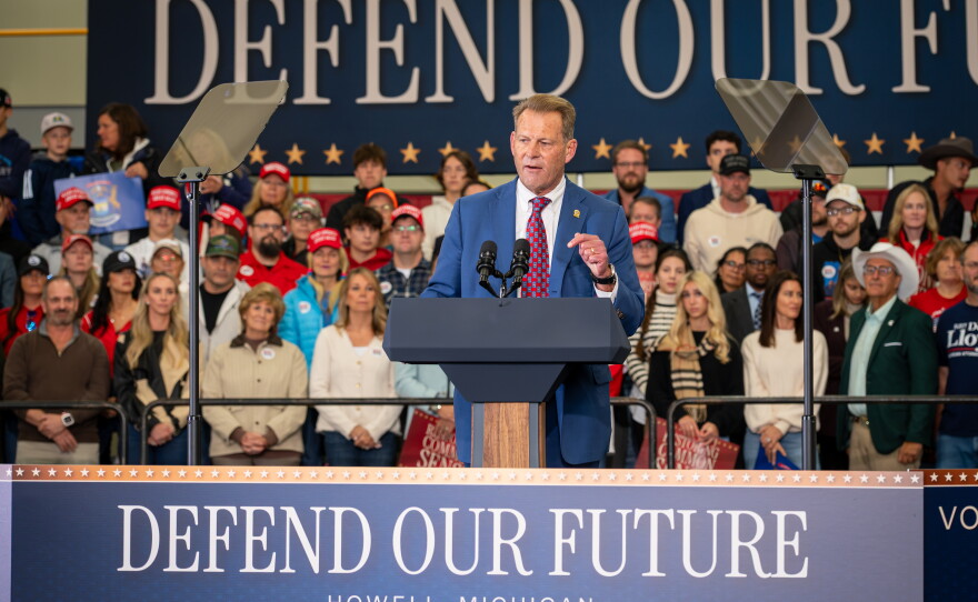 Republican candidate for Michigan Attorney General Doug Lloyd appears at a Republican rally in Howell on October 27, 2026.
