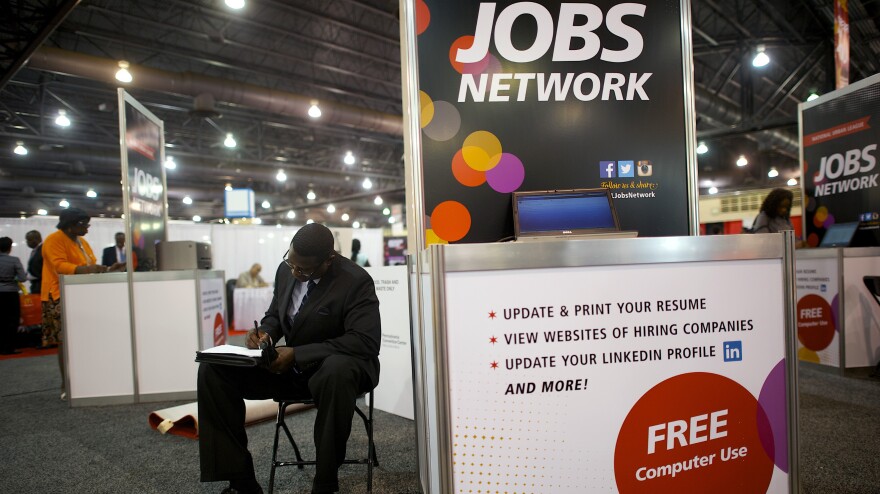 The scene at a career fair held by the National Urban League last month in Philadelphia.