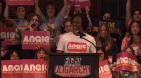 U.S. Senate hopeful Angie Nixon speaks during a campaign event Sunday in the University Auditorium on the UF campus.
