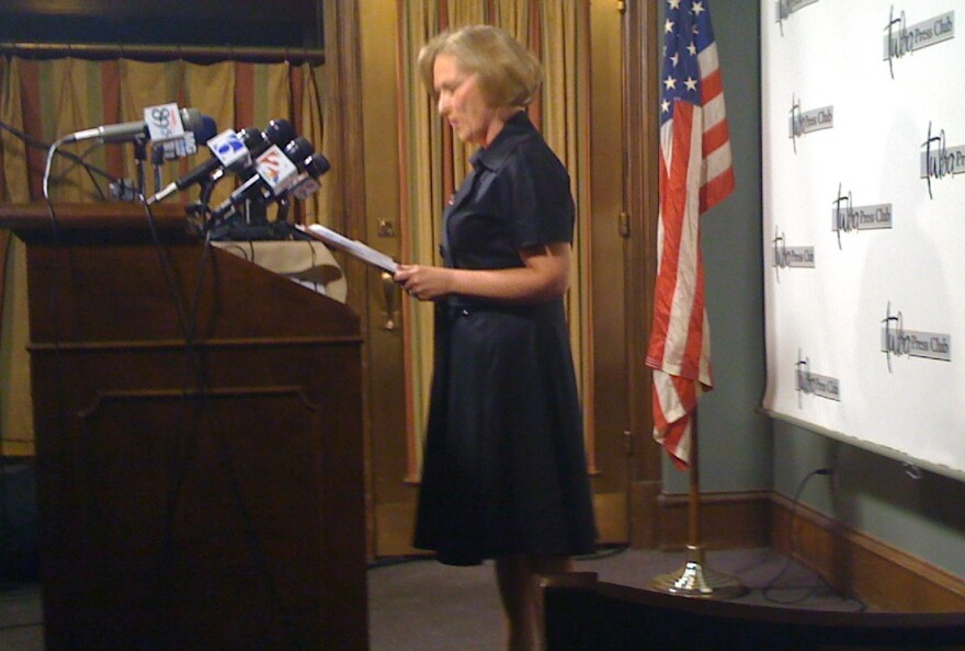 Tulsa Mayor Kathy Taylor announces at the Tulsa Press Club that she will not seek re-election