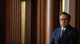 Andrew Wheeler, administrator of the Environmental Protection Agency, looks on during a news conference Thursday at the agency's headquarters in Washington, D.C.