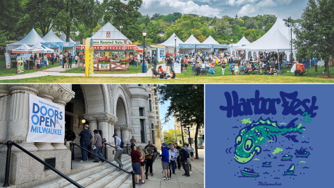 (Clockwise from top) Waukesha Oktoberfest, Harbor Fest and Doors Open MKE.