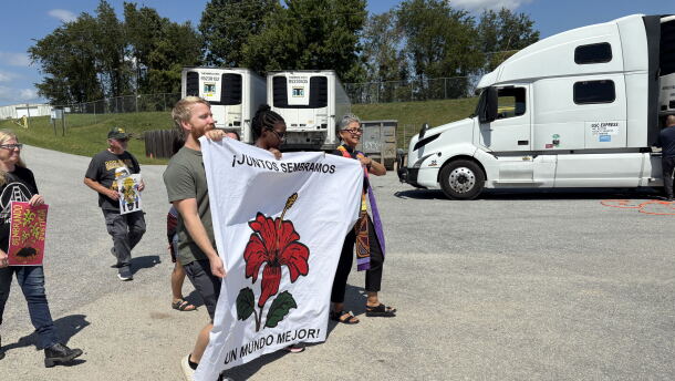 Activists with WeCount and allies marched past the gates of Costa Farms in Leicester last week to drop a petition with management demanding better conditions for workers.