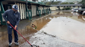 Noelani Elementary in Mānoa Valley flooded following the overflow of Mānoa Stream on March 23, 2026.